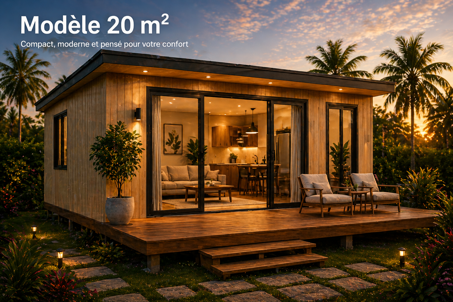 Maison modulaire 20m² en milieu tropical