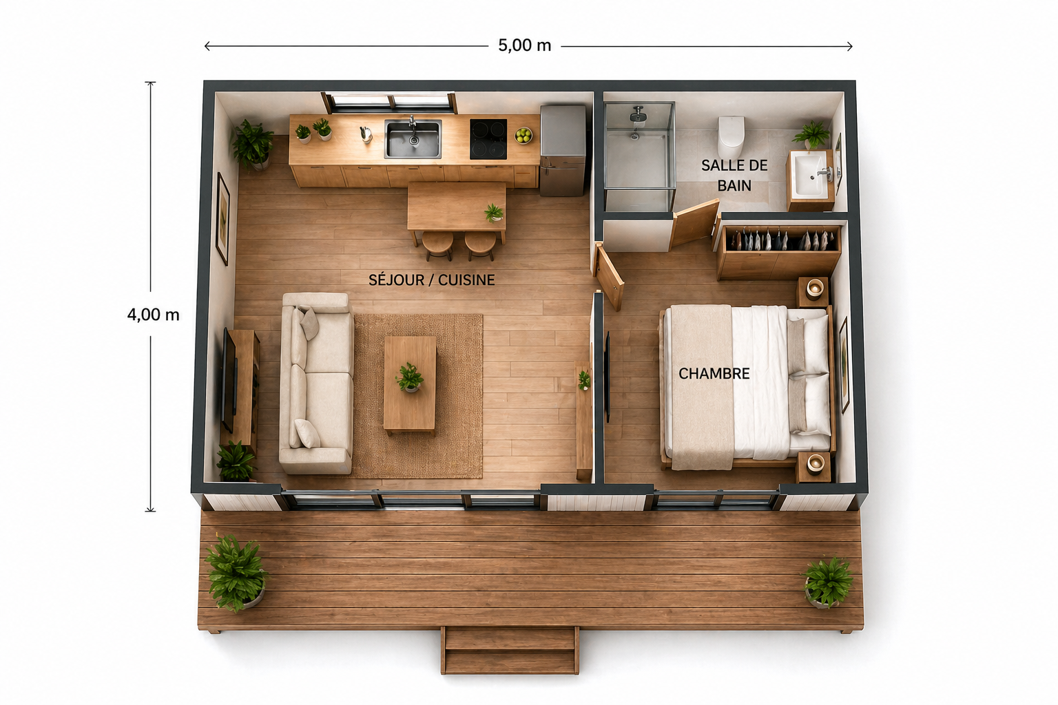 Plan de la maison modulaire 20m²